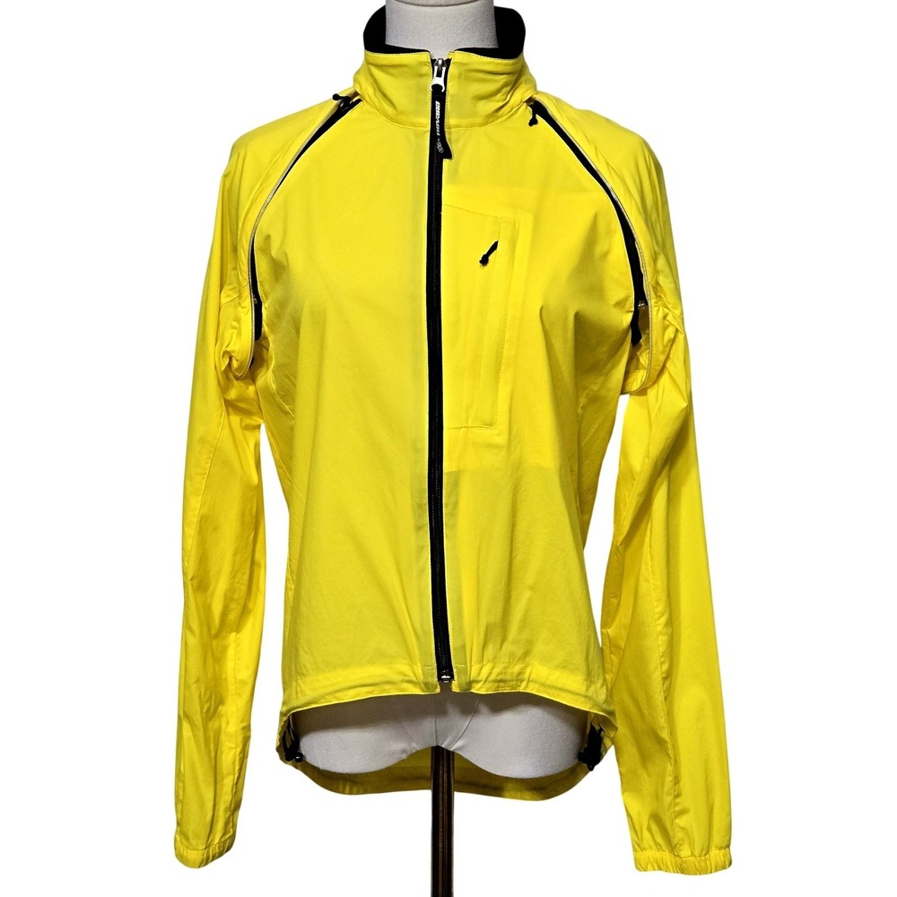Louis Garneau Jacket Womens S Yellow Windbreaker Cycling Full Zip Reflective